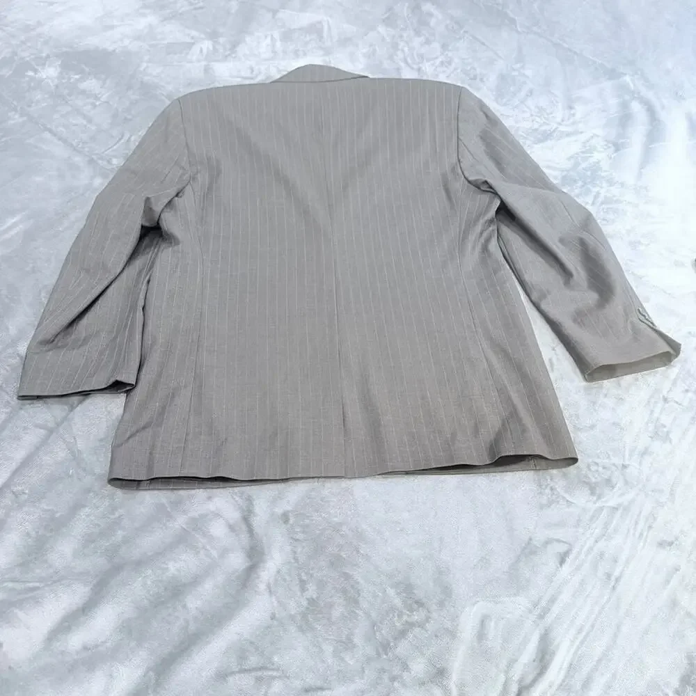 Vtg Lauren Ralph Lauren Pure Wool Blazer Sz 38s Gray Pin Strip Made In Canada
